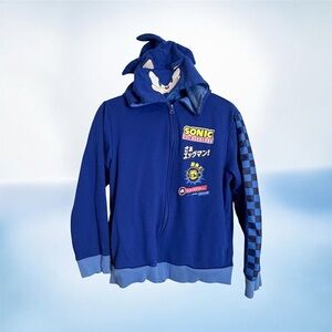 Sonic The Hedgehog Blue Kids Hoodie jacket  zip sz 18 XXL